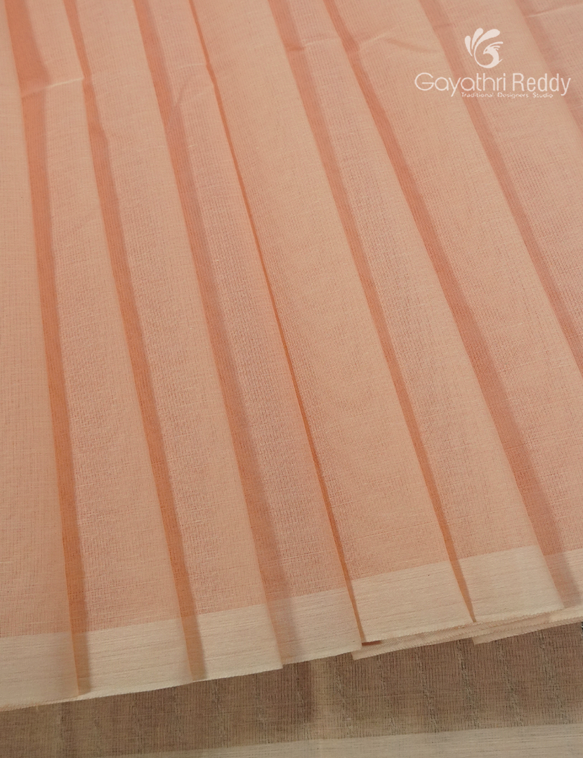Pure Handloom Cotton Saree in Pastel Peach