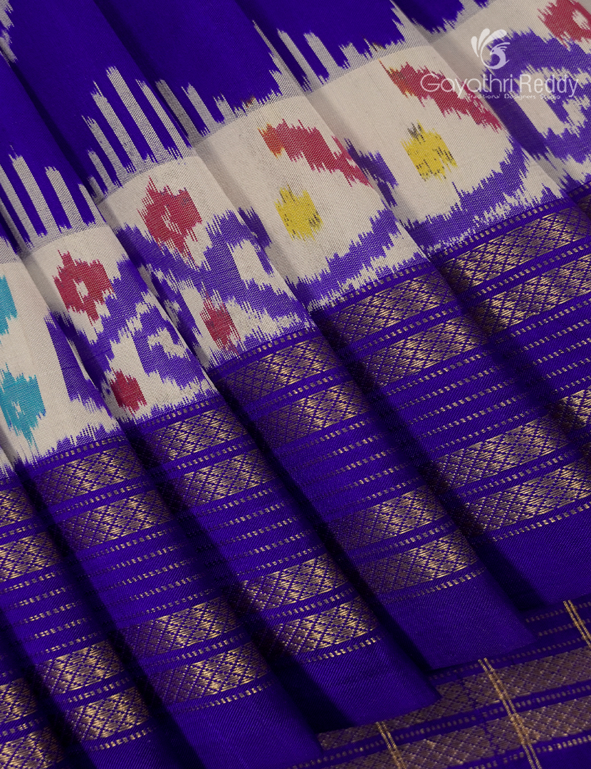 Pure Ikat Silk Saree in Blue