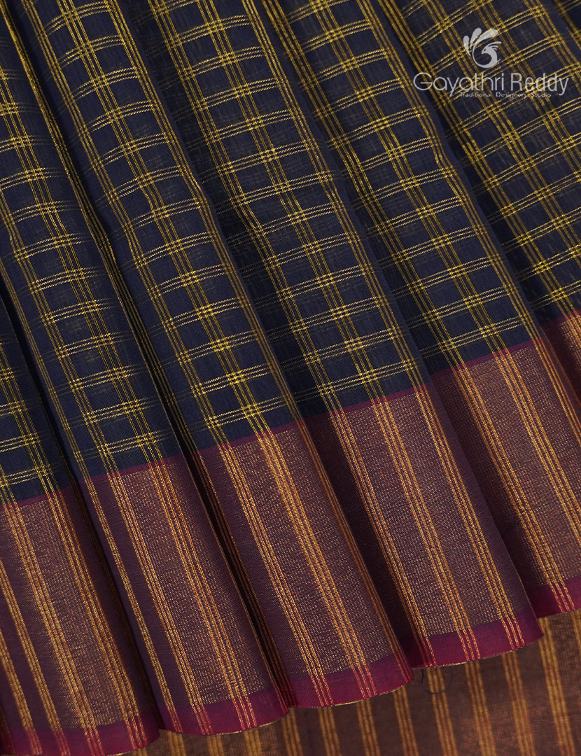 Semi Ikat Silk Saree in Deep Navy Blue