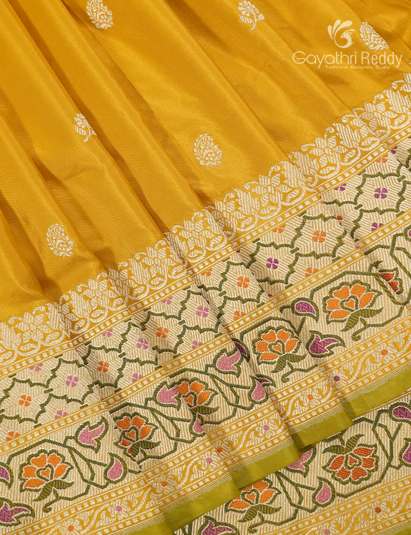 Pure Mashru Silk Saree in Yellow