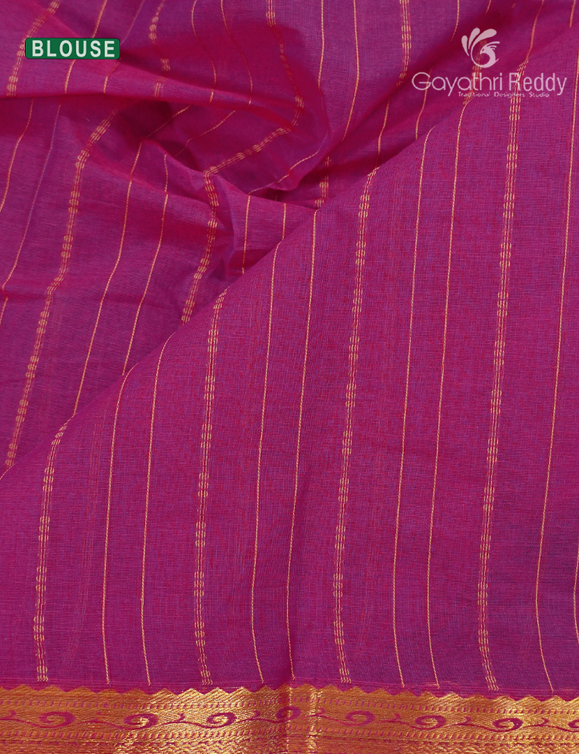 Pure Kanchi Cotton Saree in Deep Rose Pink