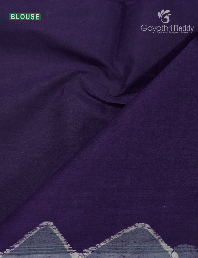 Cotton Batik Print Saree in Deep Violet