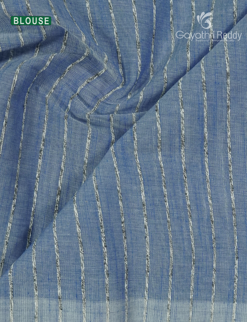 Pure Handloom Cotton Saree in Denim Grey