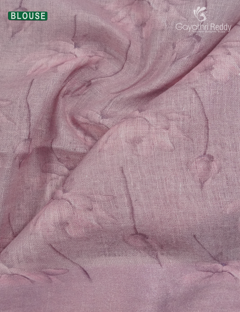 Pure Linen Saree in Pastel Pink