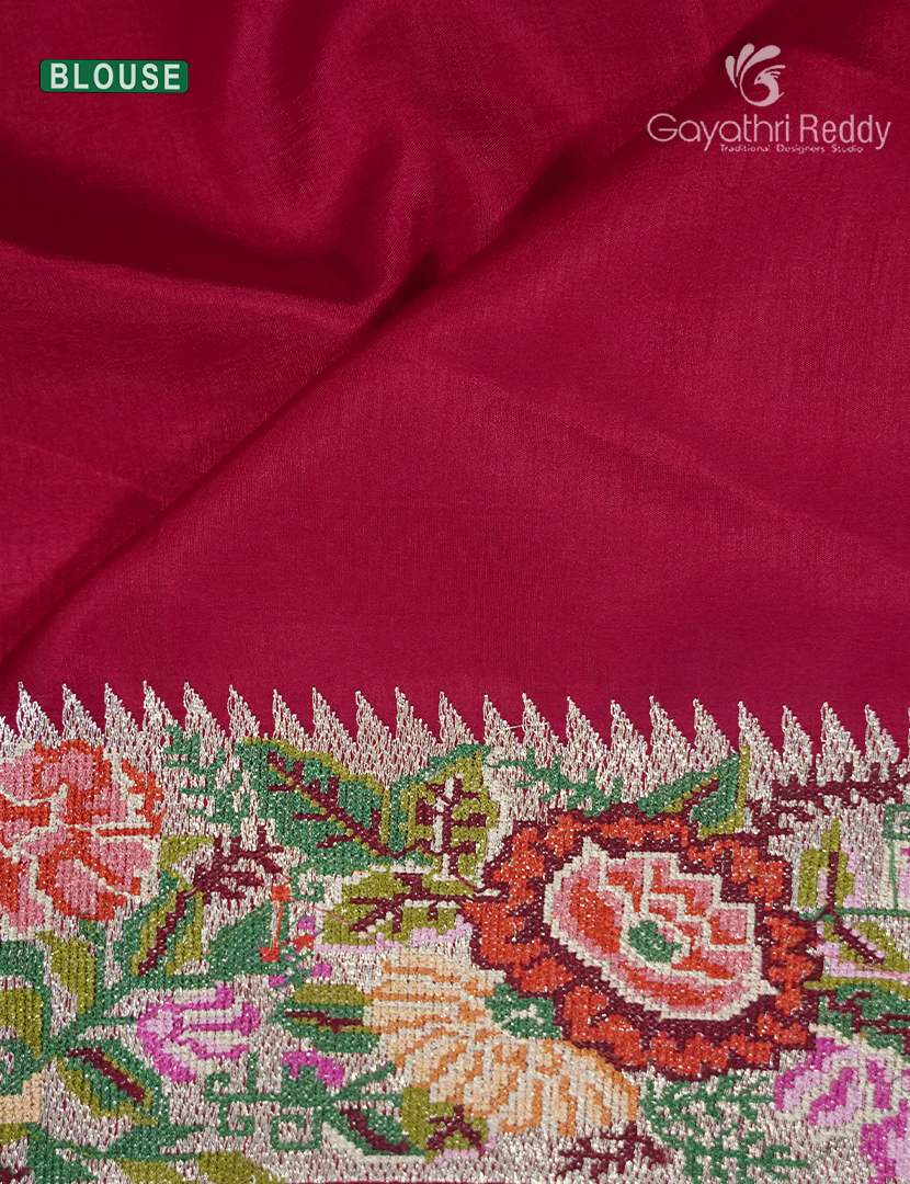 Dupion Silk Fancy Saree in Rani Pink