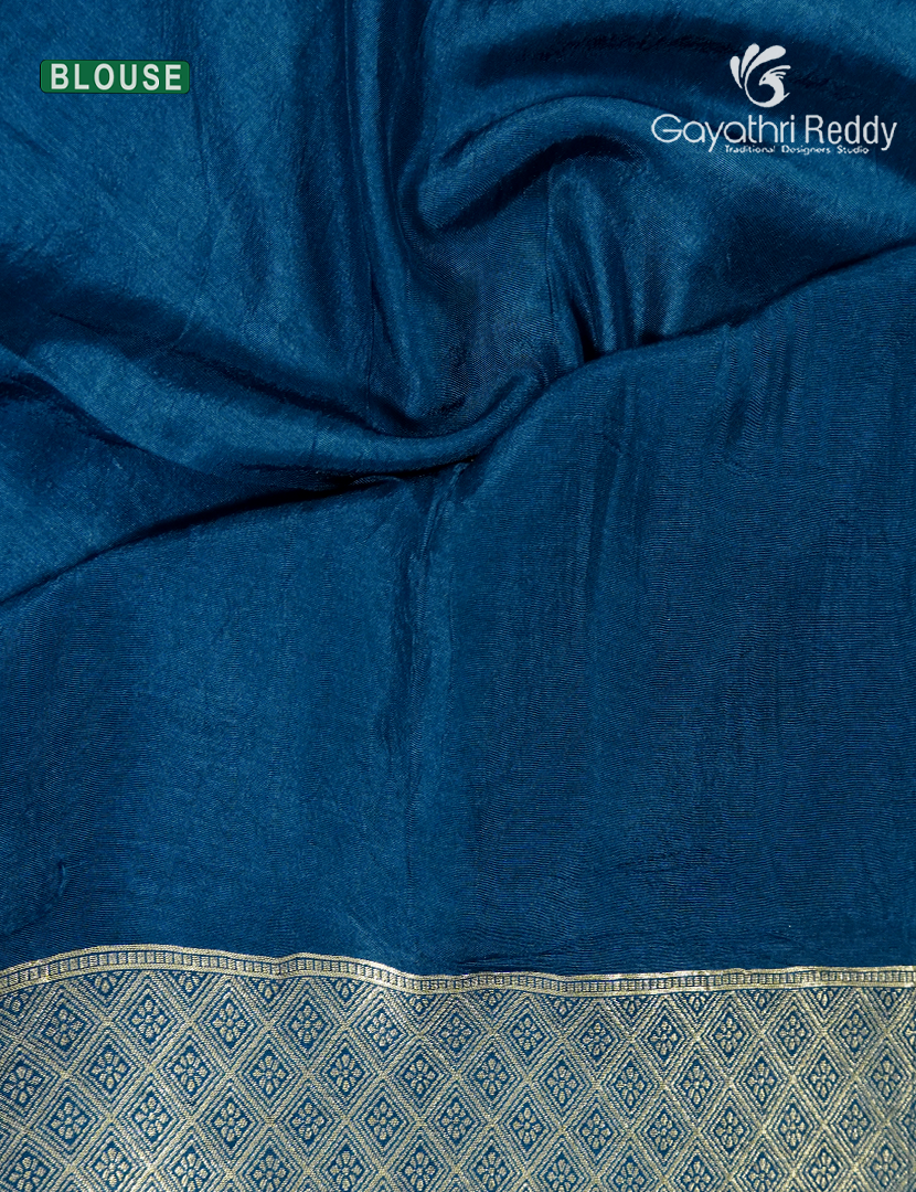 Semi Dola Fancy Saree in Indigo Blue