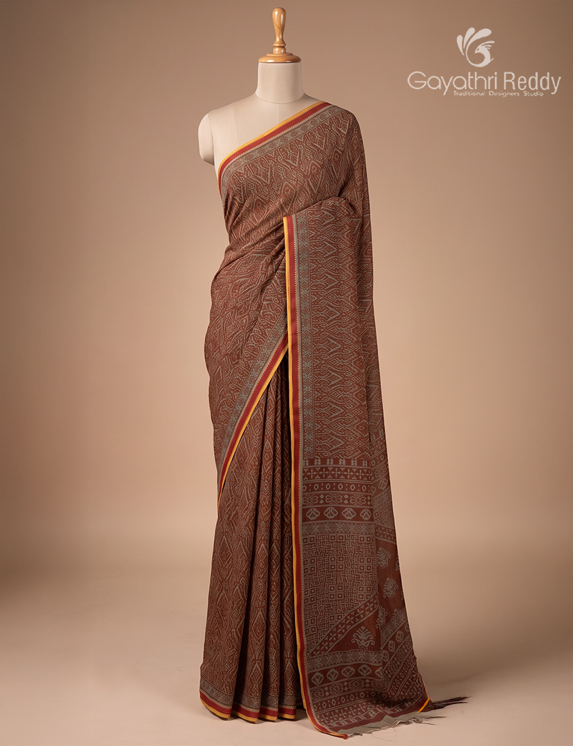 Vidharbha Cotton Saree in Rust