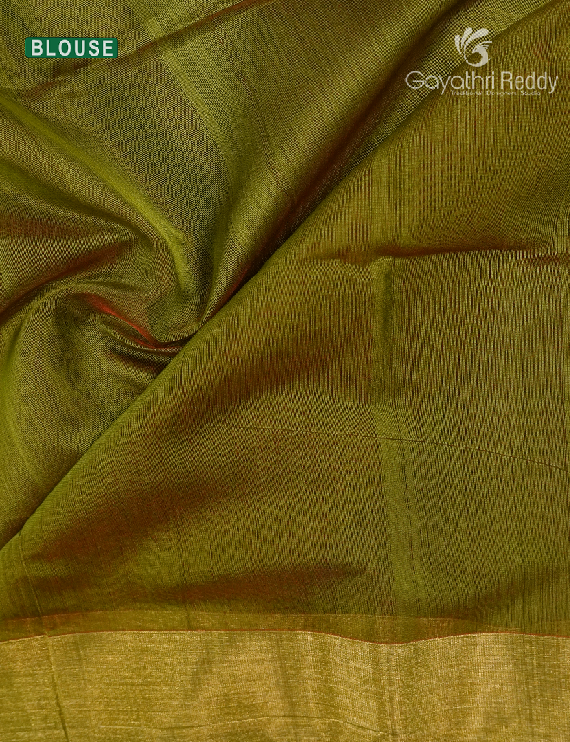 Pure Chanderi Sico Saree in Mehendi Green