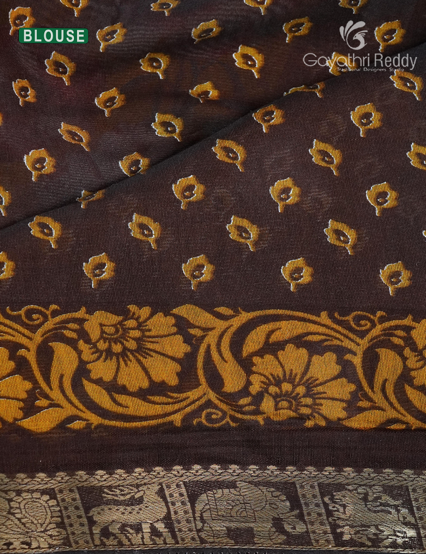 Vidharbha Sico Saree in Mustard and Brown