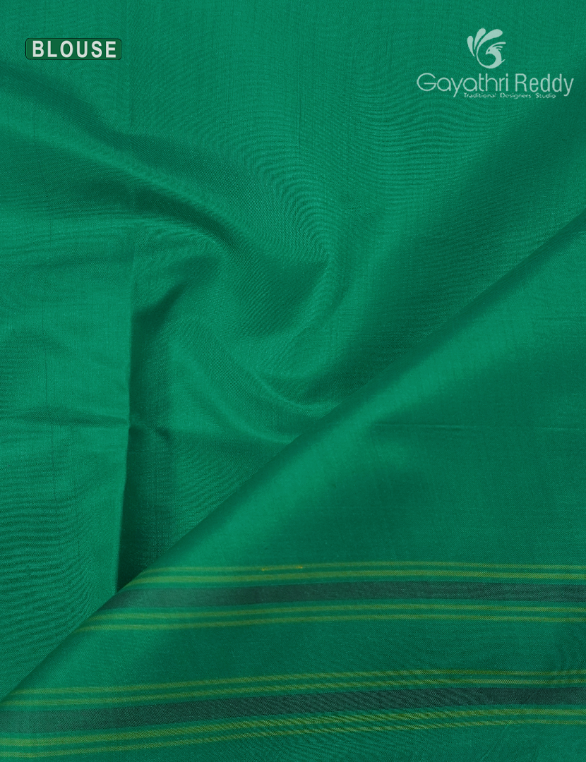 Pure Ikat Silk Saree in Emerald Green