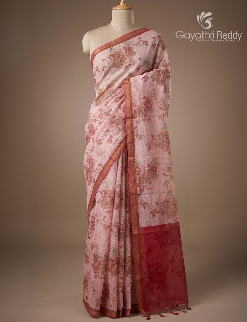 Premium Quality Cotton Kota Saree in Baby Pink and Rani Pink
