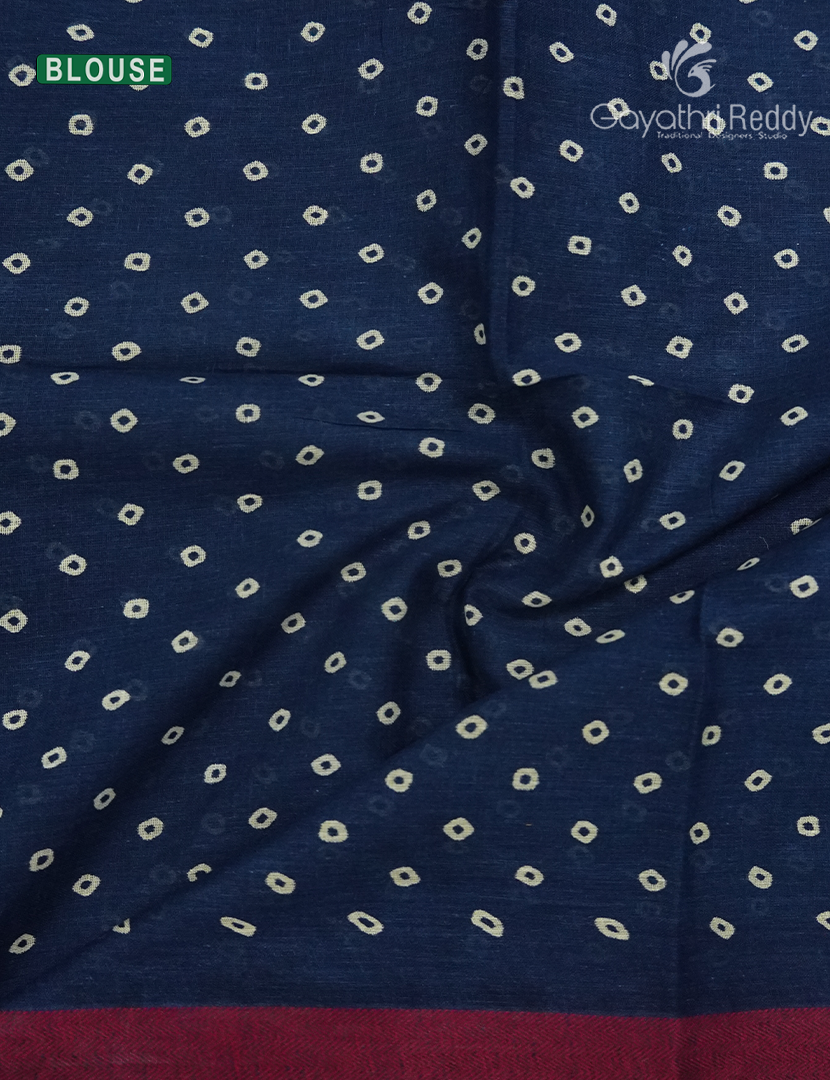 Vidharbha Cotton Saree in Indigo Blue