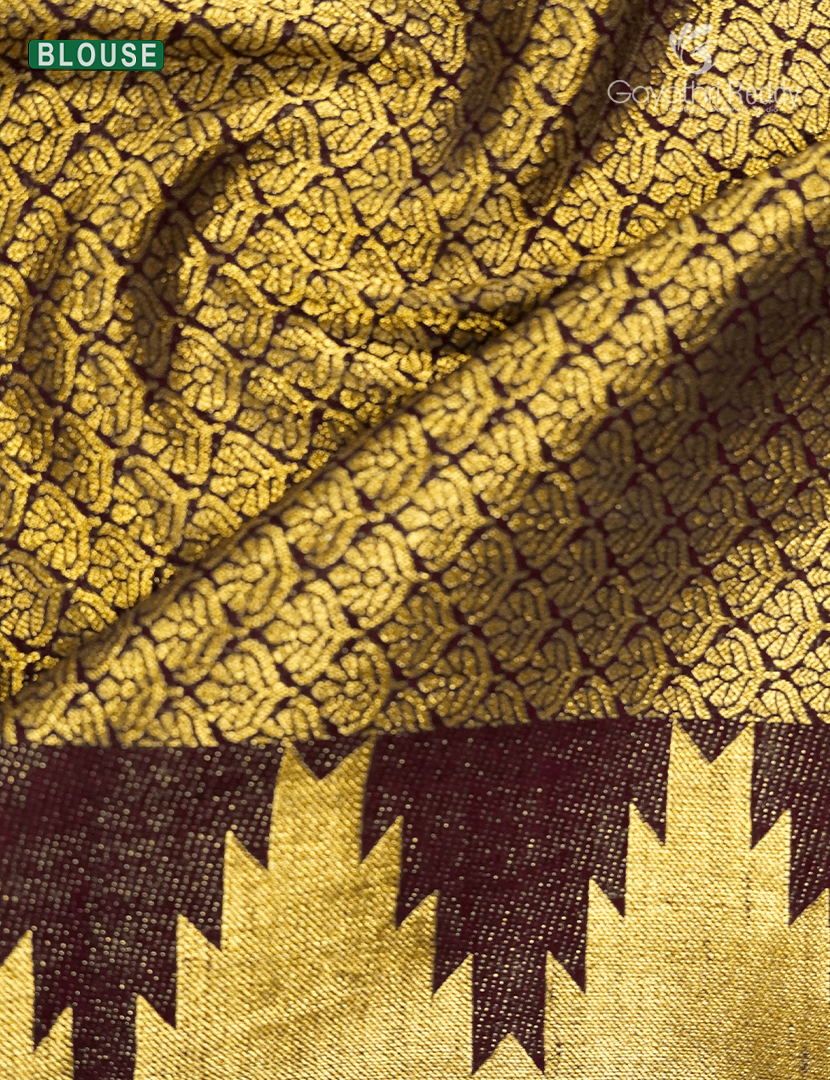 Semi Tussar Saree in Burgundy