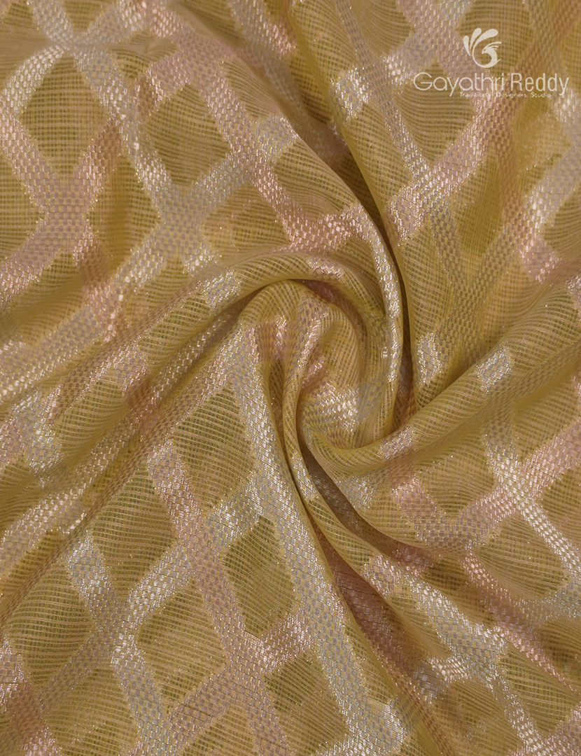 Banaras Kota Lehanga Set in Dry Mehendi and Baby Pink