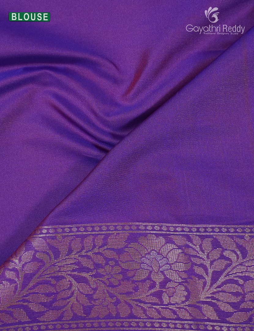 Semi Kanchipuran Silk Saree in Fuchsia Pink and Purple