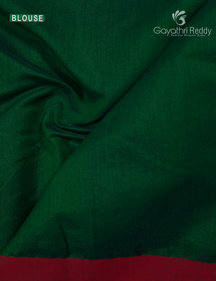 Pure Jamdani Kora Saree in Deep Rama Green