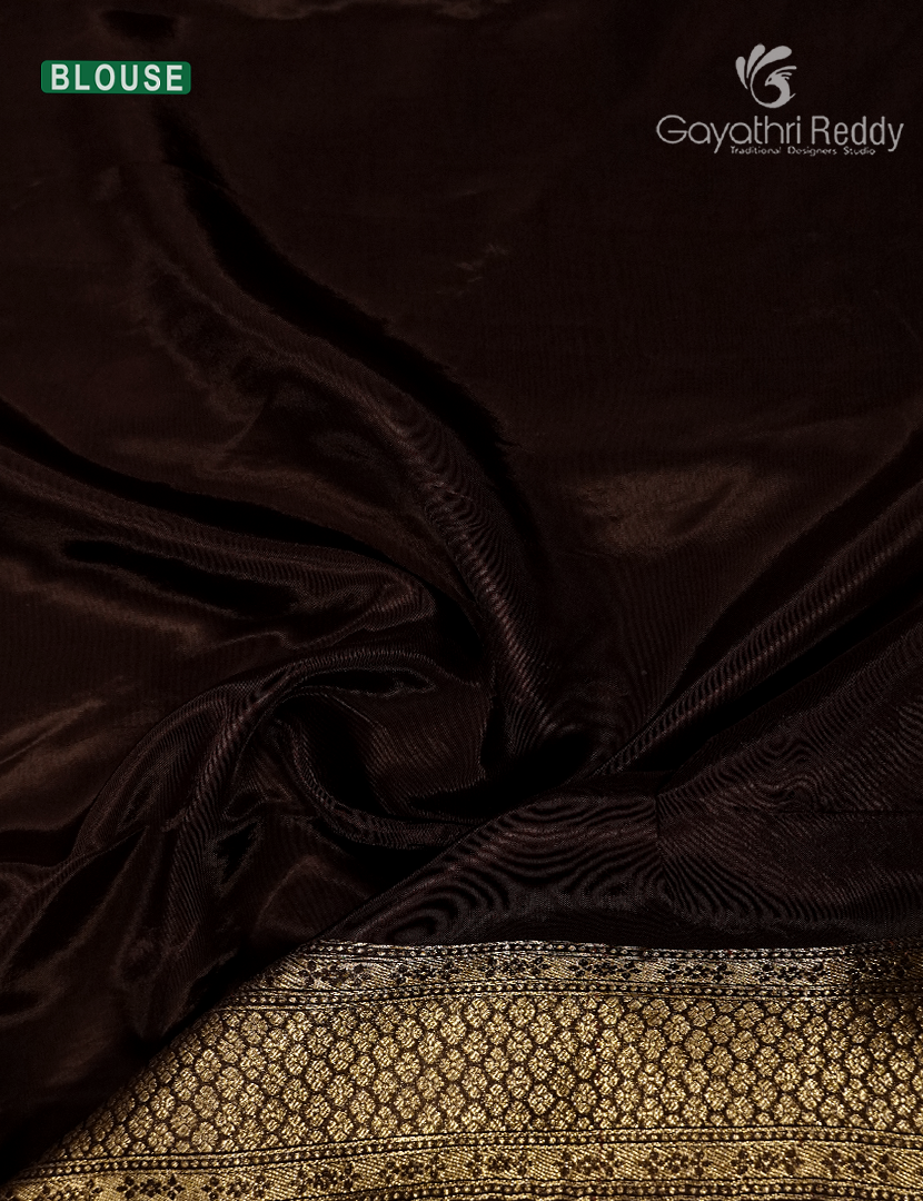 Pure Satin Silk Saree in Deep Brown