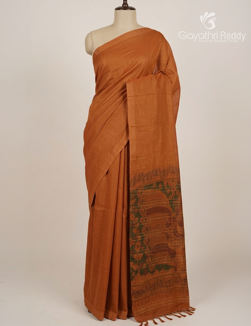 Pure Munga Silk Saree in Deep Mustard