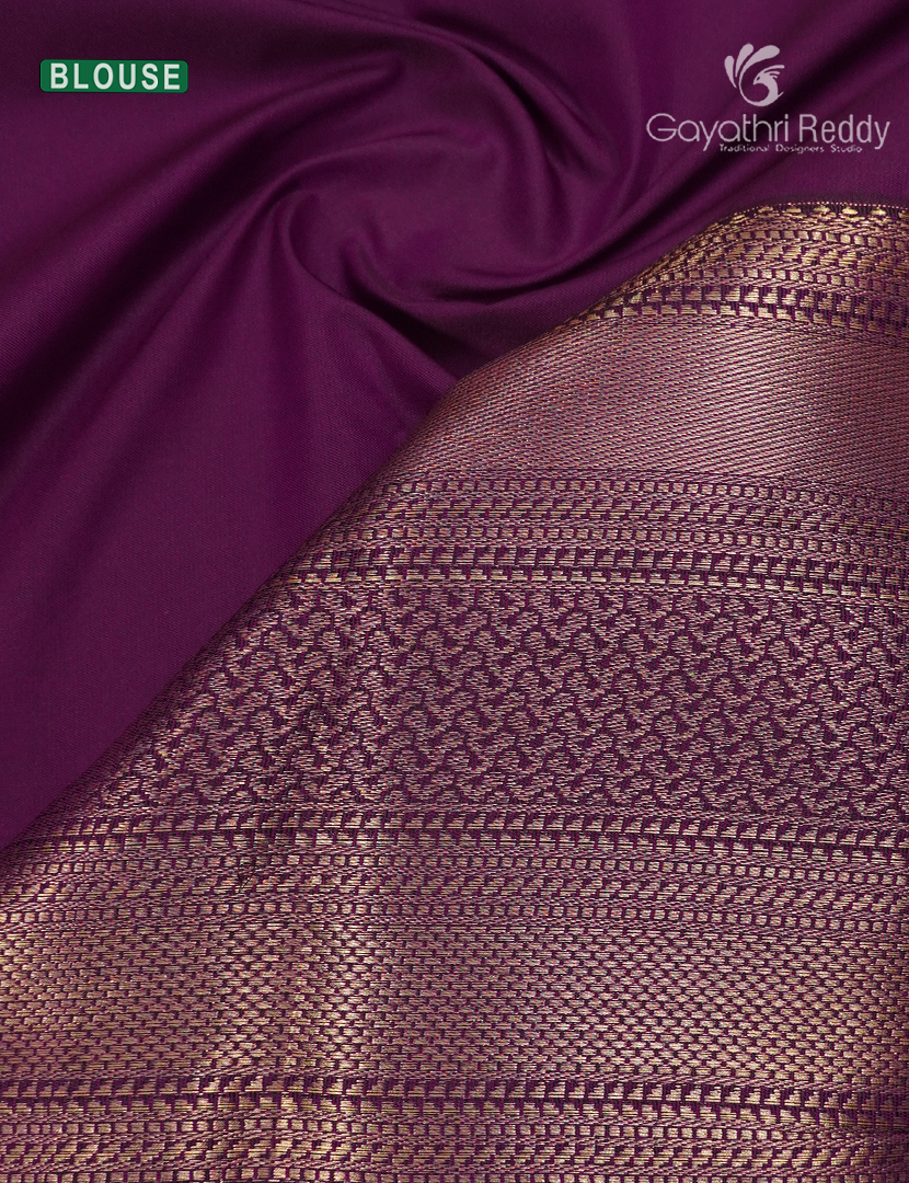 Semi Kanchipuram Silk Saree in Deep Pink and Deep Purple