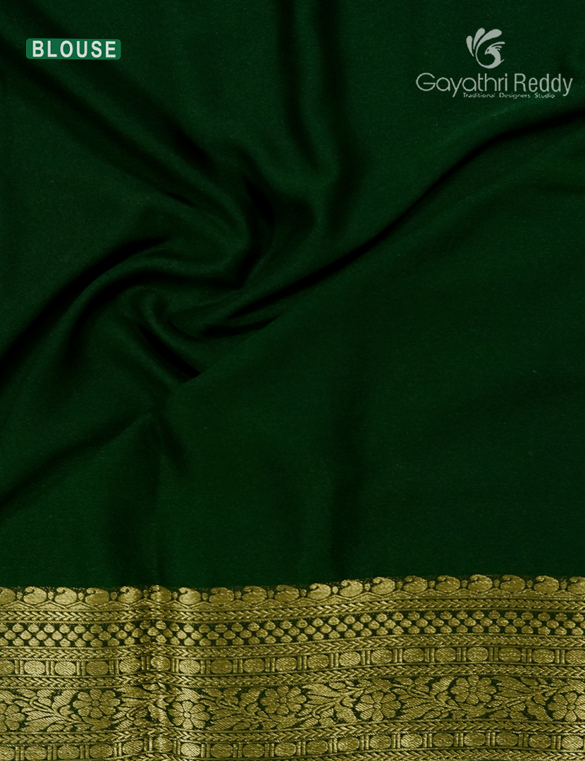 Semi Mysore Creoe in Orange and Bottle Green
