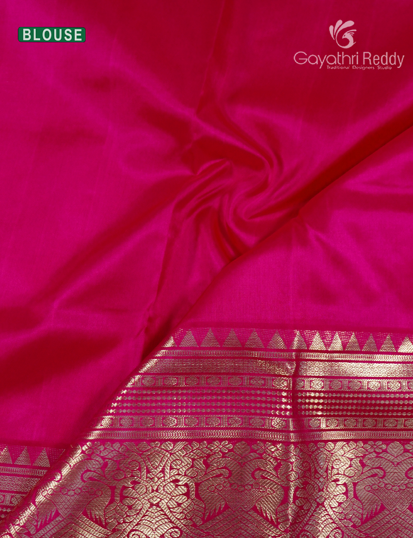 Pure Venkatagiri Silk Saree in Orange and Rani Pink