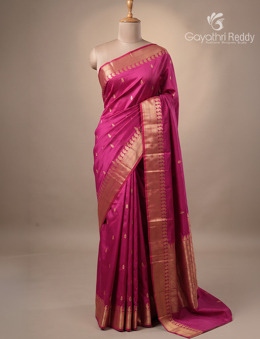 Pure Kanchipuram Silk Saree in Fuchsia Pink