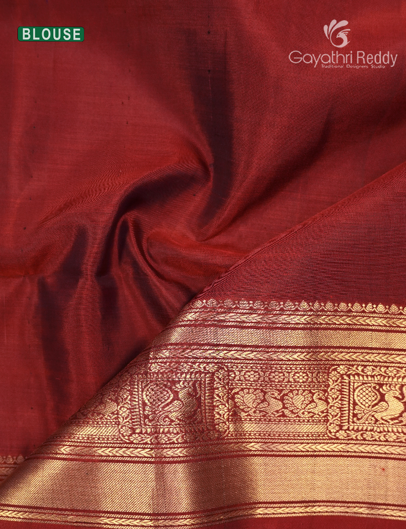 Pure Kanchipuram Soft Silk Saree in Royal Blue and Rust