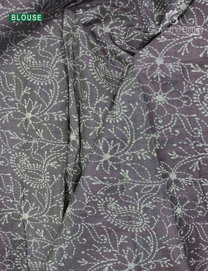 Pure Desi Tussar Fancy Saree in Pastel Grey