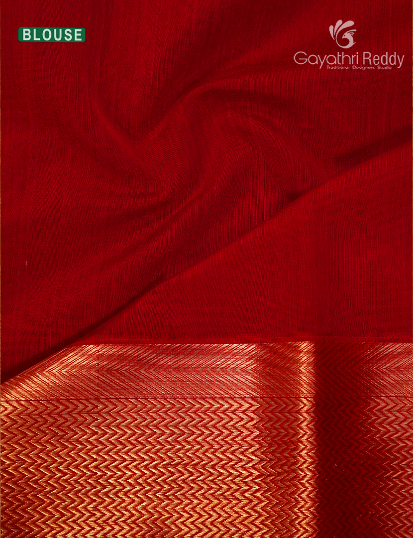 Pure Chanderi Sico Saree in Orange and Red