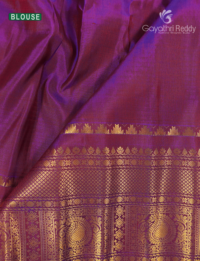 Pure Gadwal Silk Saree in Orange and Magenta