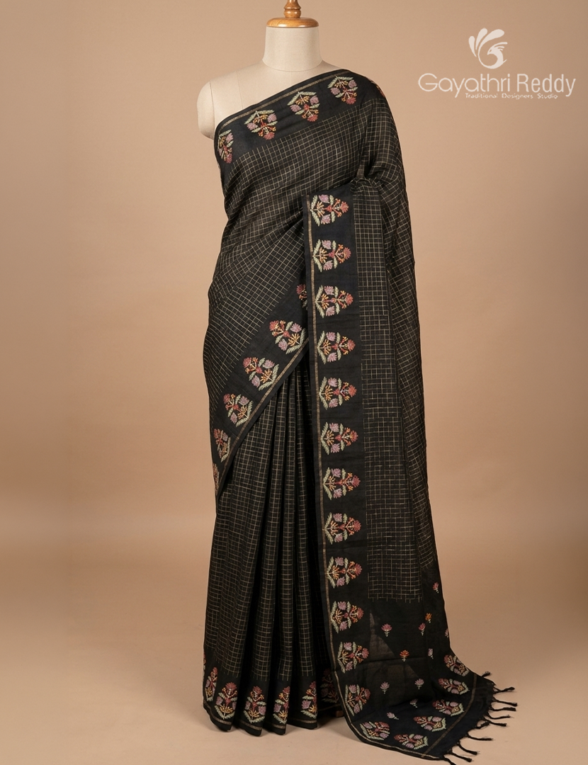 Semi Tussar Fancy Saree in Black