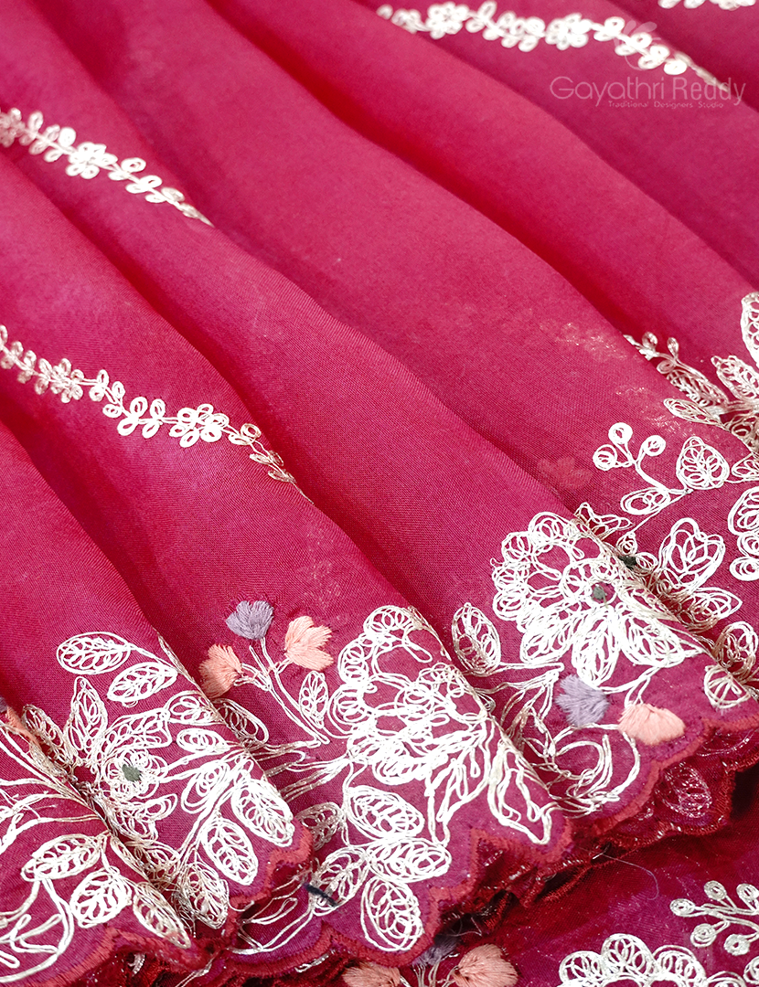 PURE ORGANZA SILK FANCY WITH READYMADE BLOUSE-POF145