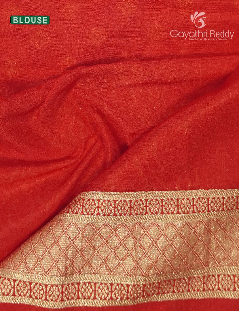 Banaras Georgette Saree in Bridal Red