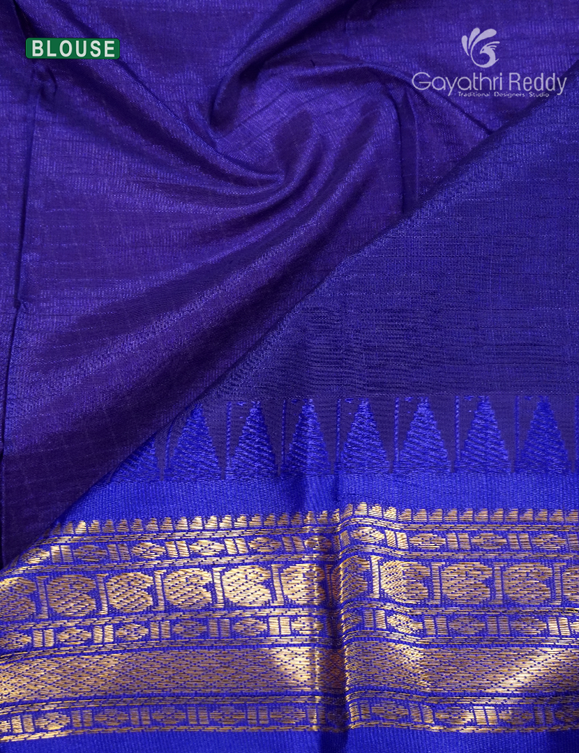 Pure Gadwal Cotton Saree in Baby Pink and Royal Blue