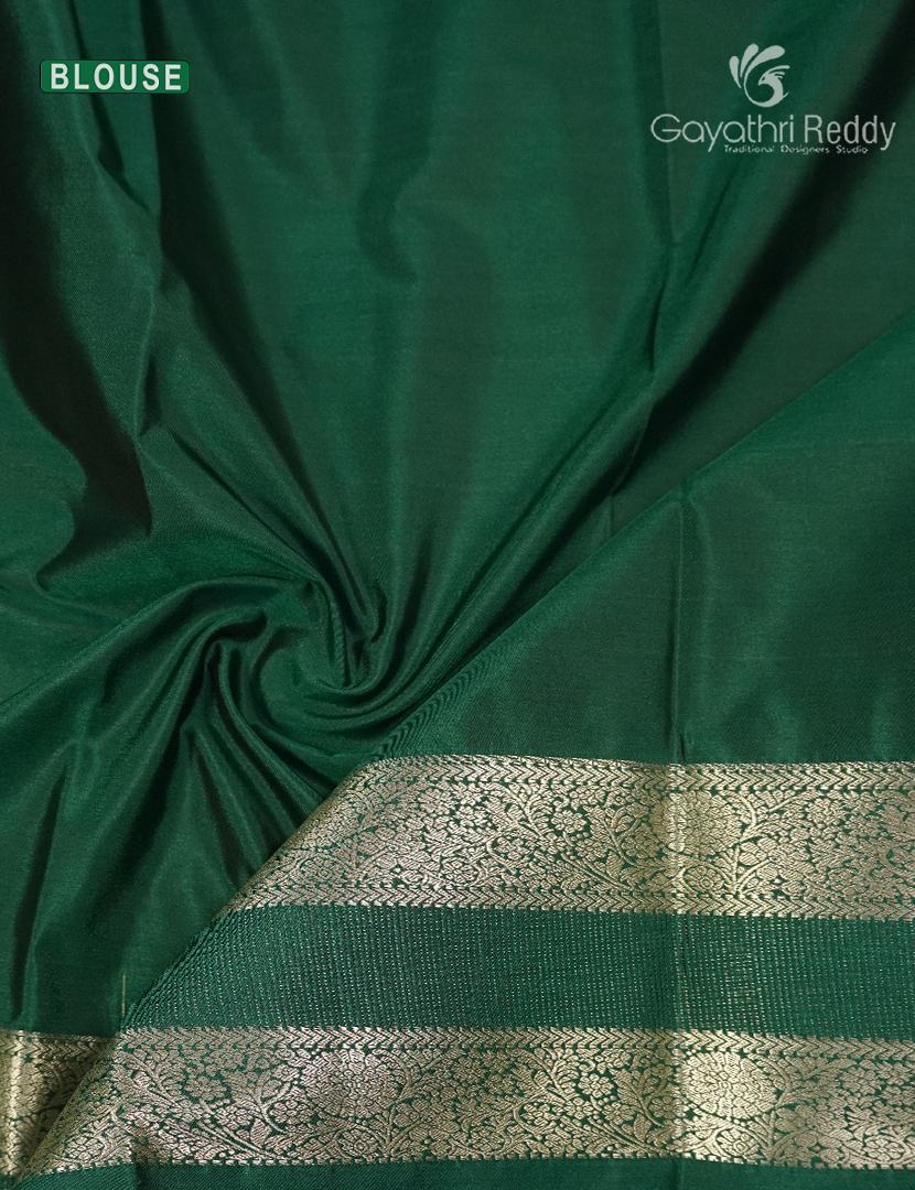 Semi Kanchipuram Art Silk Saree in Deep Maroon and Green
