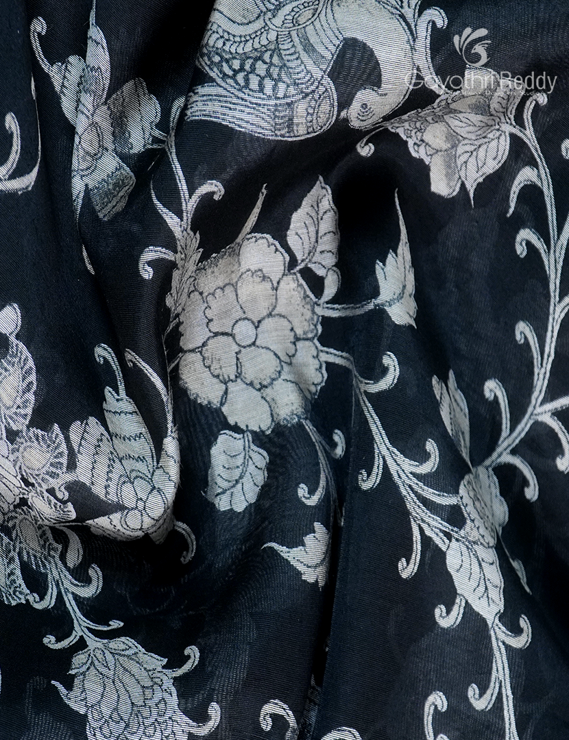 Vidharbha Sico Saree in Black and Deep Red