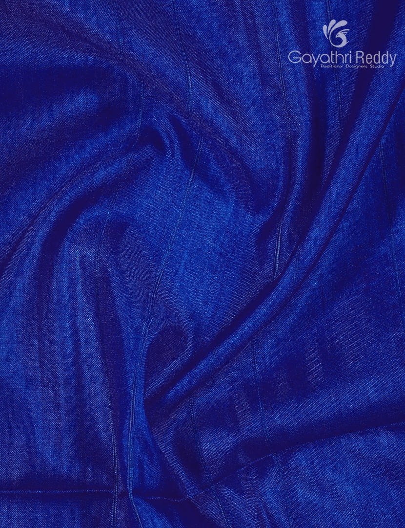 Semi Tussar Saree in Cobalt Blue and Pink