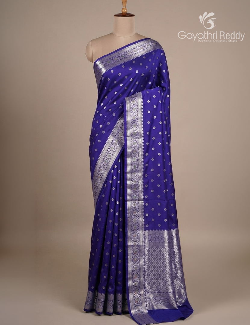 Semi Banaras Katan Silk Saree in Violet
