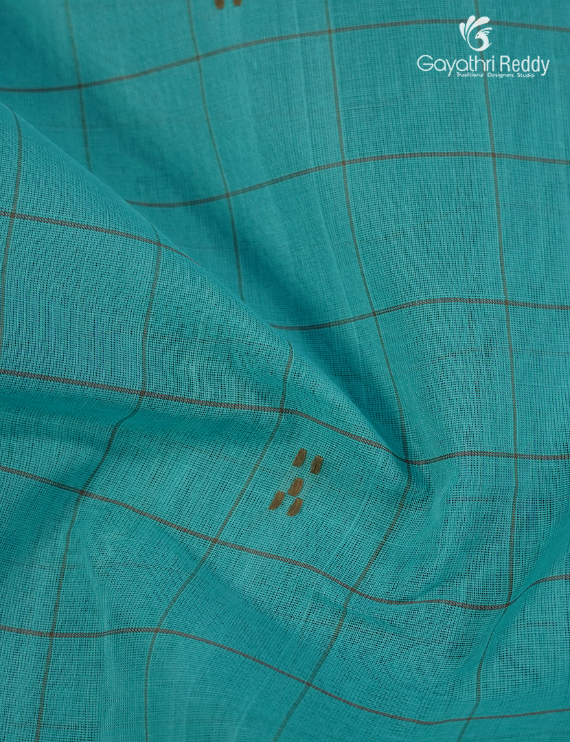 Pure Kanchi Cotton Saree in Sky Blue and Brown