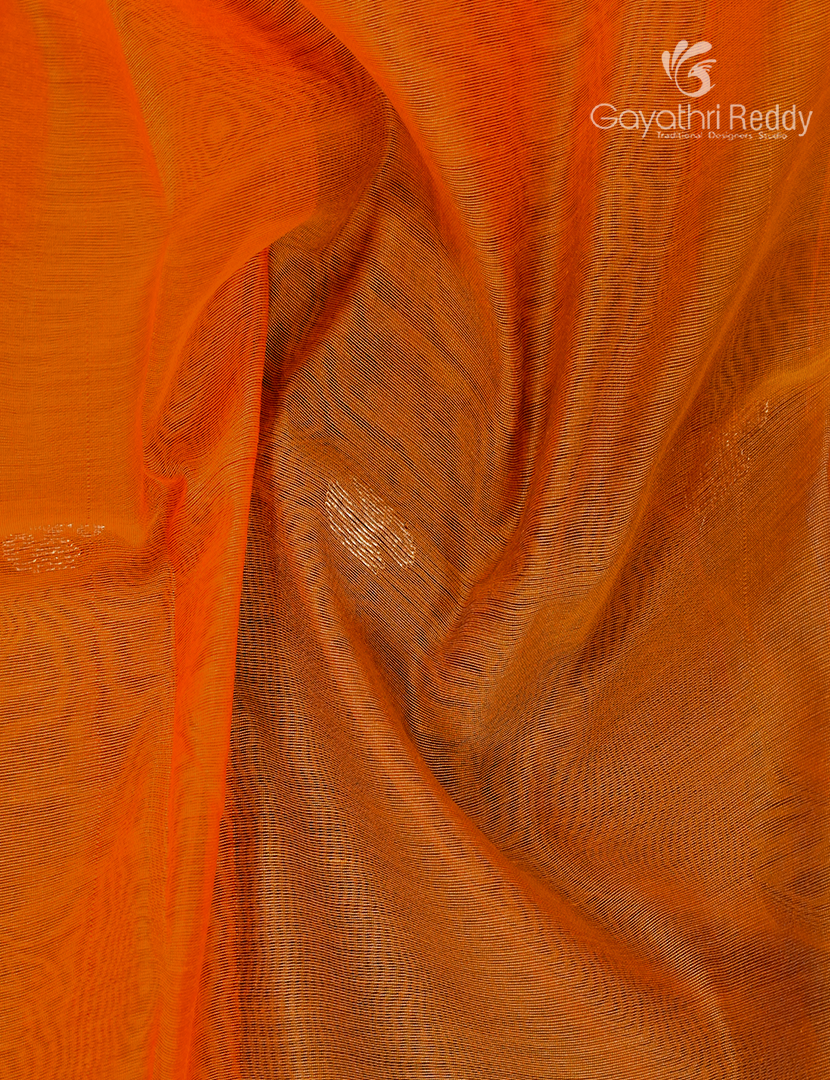Pure Chanderi Sico Saree in Mustard and Orange