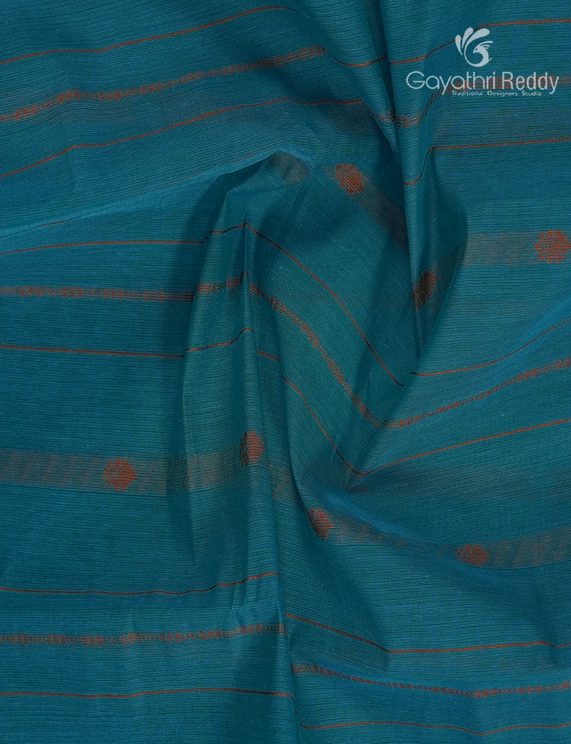 Pure Kanchi Cotton Saree in Rama Blue
