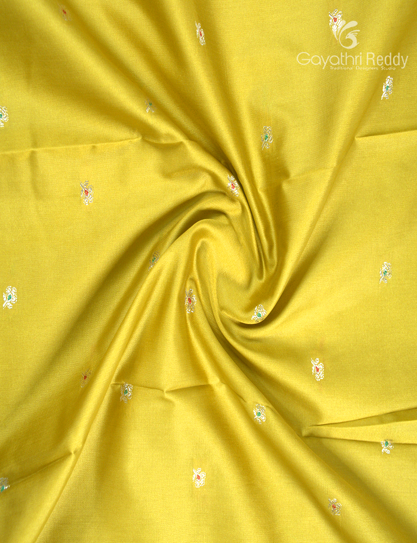 Semi Banaras Katan Silk Saree in Yellow