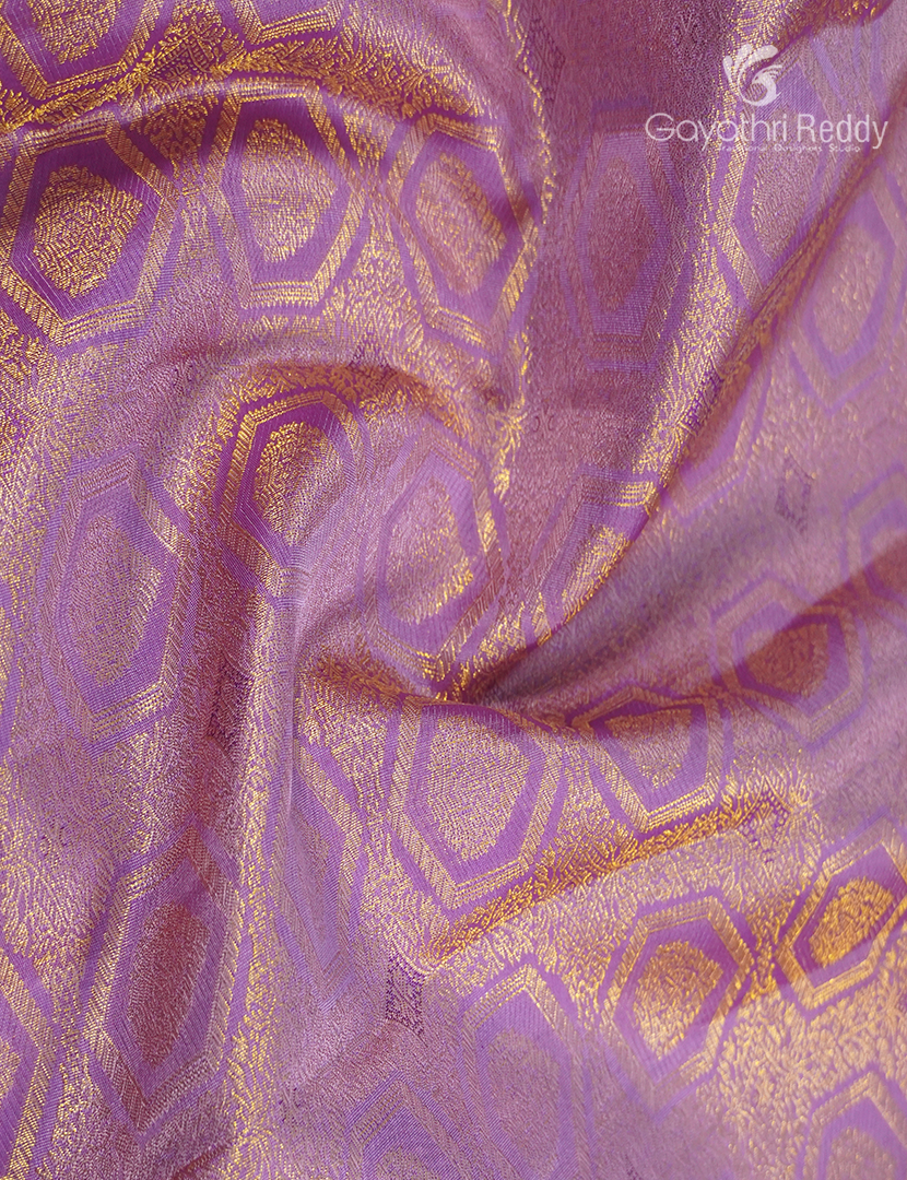 Pure Kanchipuram Silk Bridal Saree in Mauve Pink and Cyan Blue