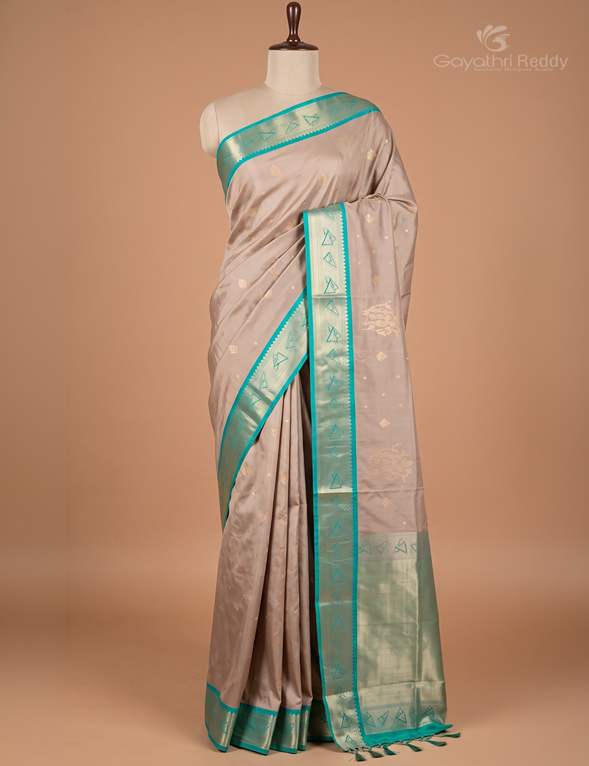 Soft Silk Saree in Cream and Sea Foam Green
