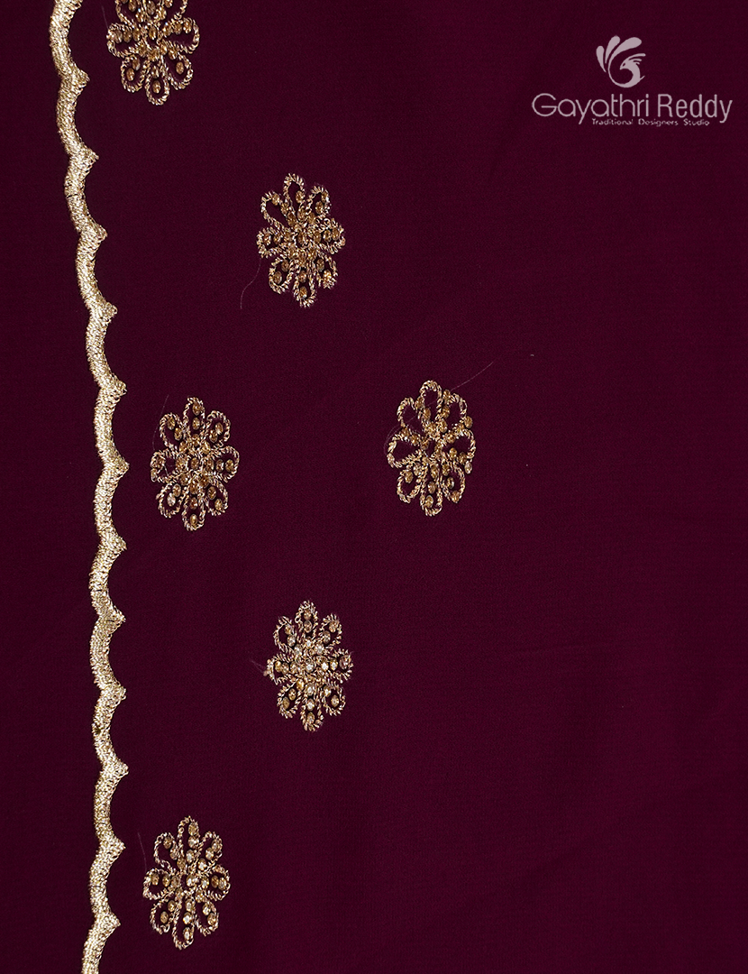 Georgette Fancy Saree in Deep Plum