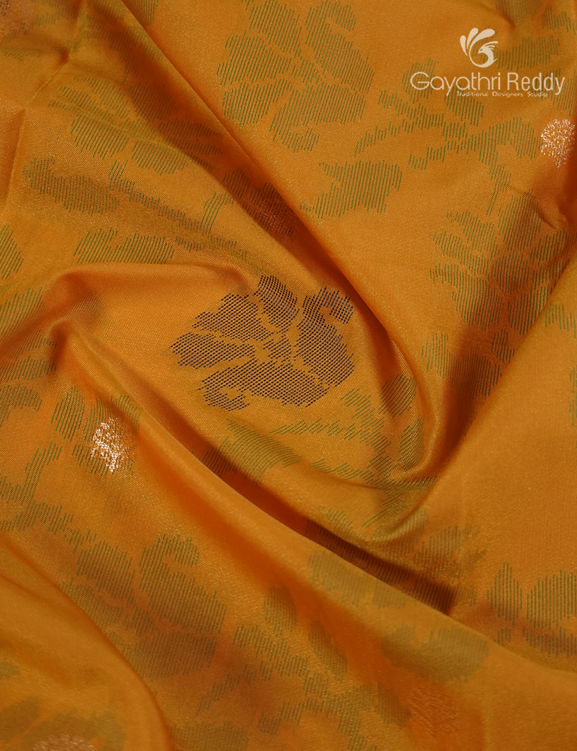 Semi Kanchipuram Art Silk Saree in Mustard