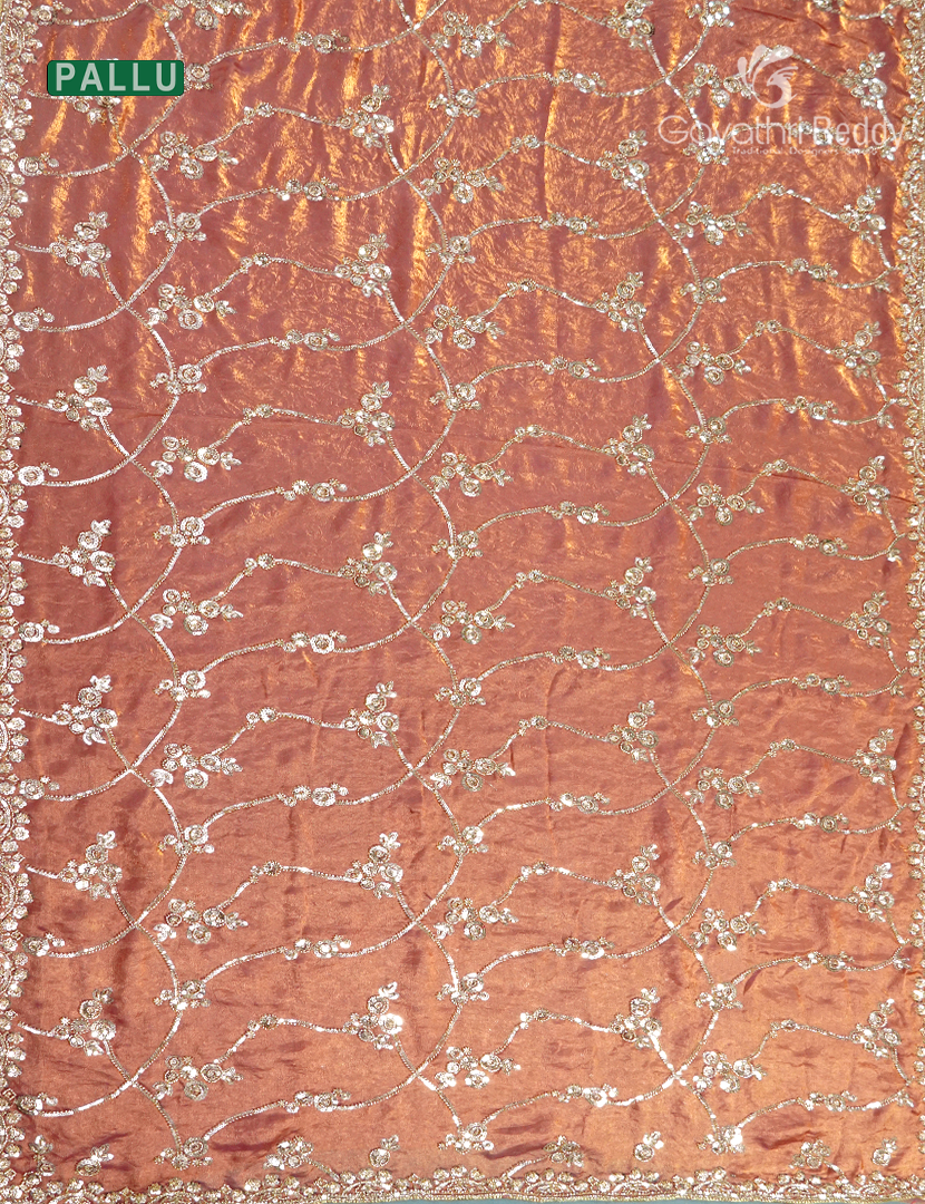 Tissue Fancy Saree in Pastel Coral
