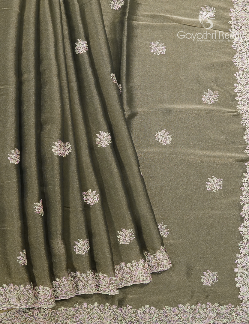 Fancy Saree in Mehendi Green