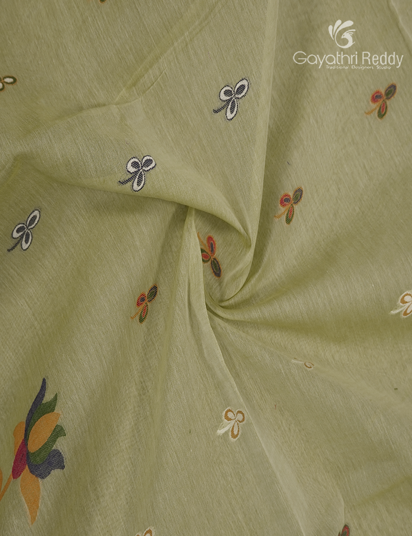 Jamdani Cotton Saree in Light Green