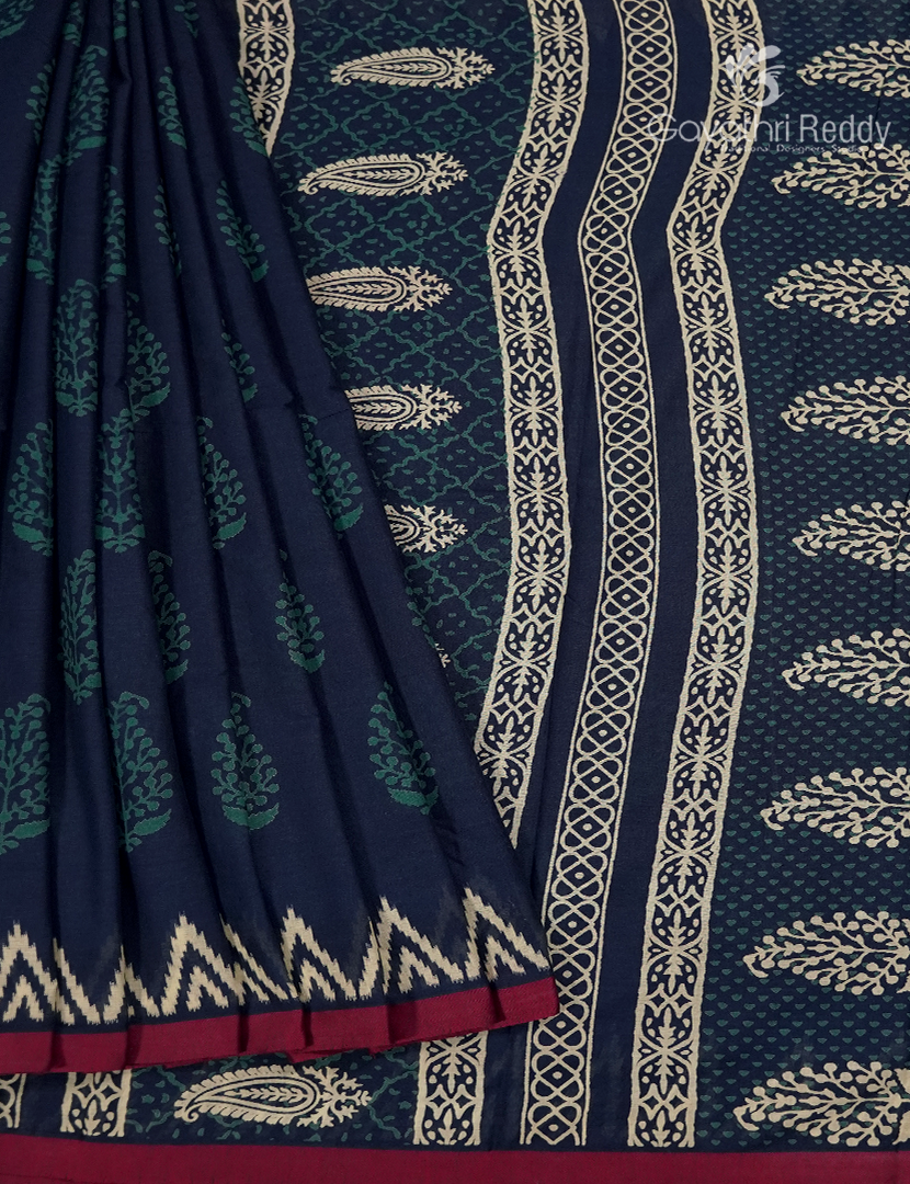 Vidharbha Cotton Saree in Indigo Blue